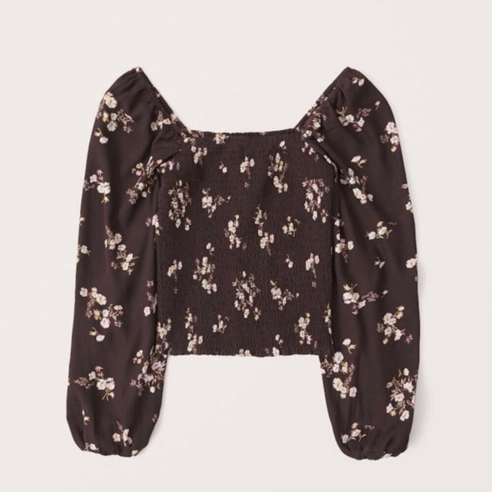 Abercrombie & Fitch Square Neck Floral Long Sleeve Top Size XS